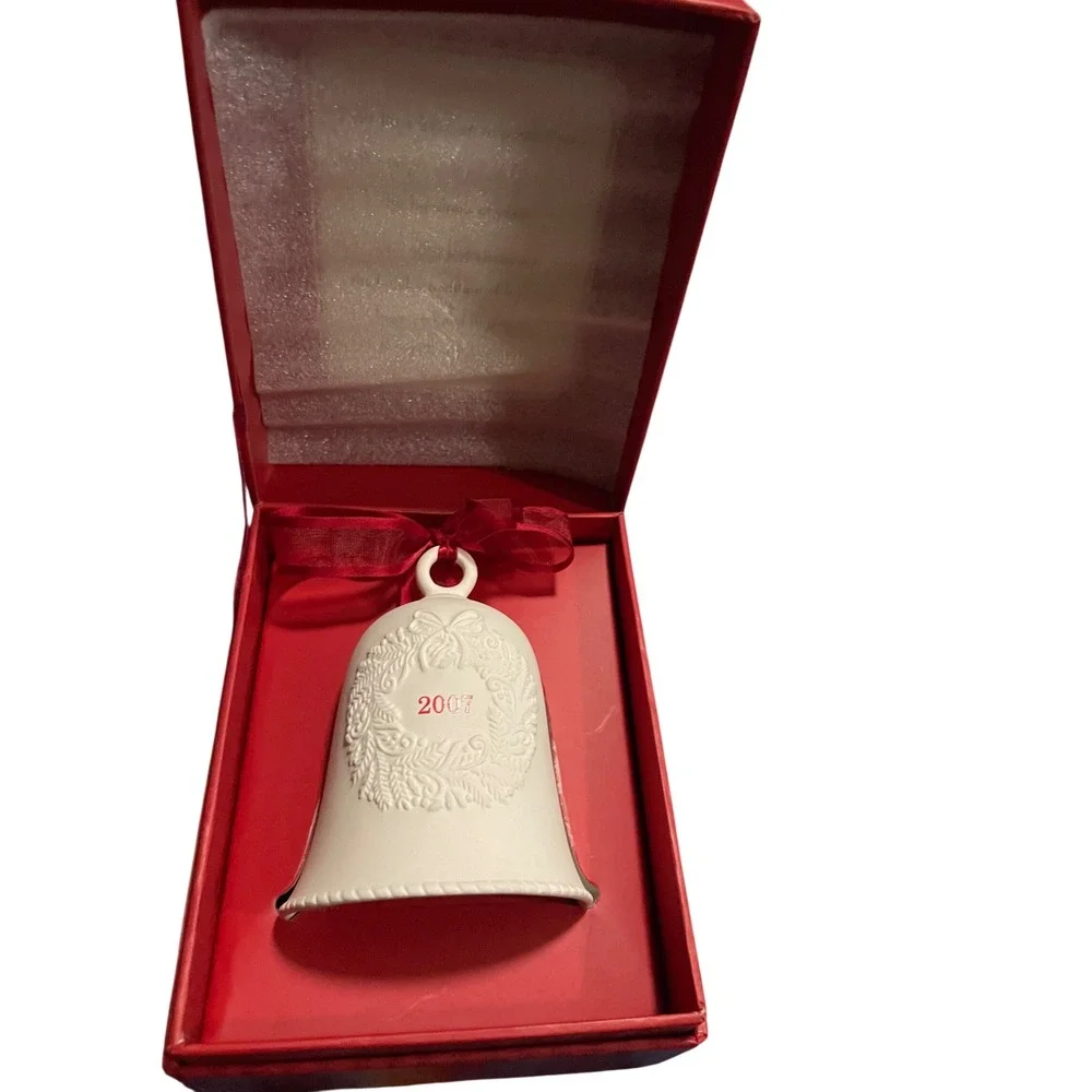 Hallmark 2007 Porcelain Dated Bell Christmas Ornament Red‎ Gift Box